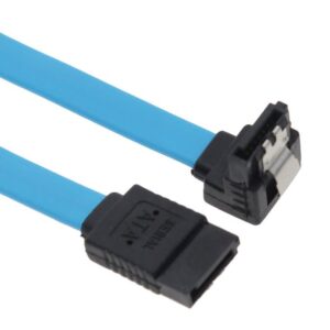 SATA 3.0 Data Cable 50cm Male to Male 180 to 90 Degree with Metal Lock 26AWG Blue LS