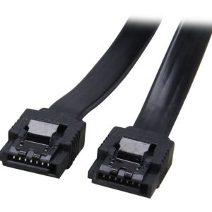 SATA 3.0 Data Cable 30cm 7 pins Straight to 7 pins Straight with Latch Black Nylon Jacket 26AWG