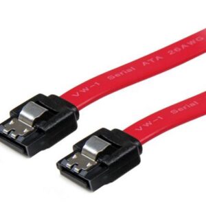 SATA 3.0 Data Cable 30cm 7 pins Straight to 7 pins Straight with Latch Red Nylon Jacket 26AWG