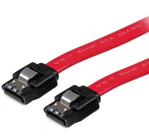 SATA 3.0 Data Cable 30cm 7 pins Straight to 7 pins Straight with Latch Red Nylon Jacket 26AWG