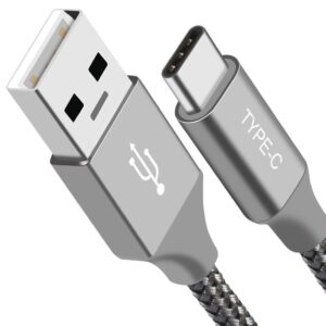 1m USB-C 3.1 Type-C Data Sync Charger Cable Silver Strong Braided Heavy Duty Fast Charging for  Galaxy Note 8 S8 Plus  Google Macboo