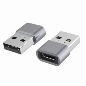 Type C Female to USB 2.0 Male OTG Adapter 480Mhz For Laptop  Wall Chargers Phone Sliver 1 Yr