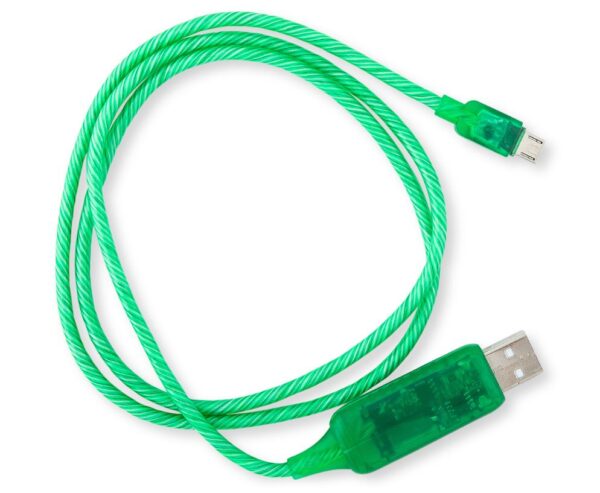 1m LED Light Up Visible Flowing Micro USB Charger Data Cable Green Charging Cord for   Android Mobile Phone