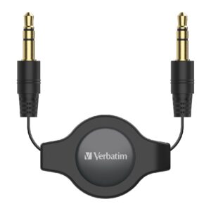 3.5mm Aux Audio Cable Retractable 75cm - Black