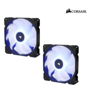 Air Flow 140mm Fan Low Noise Edition / Blue LED 3 PIN - Hydraulic Bearing  1.43mm H2O. Superior cooling performance. TWIN Pack!