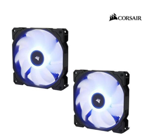 Air Flow 140mm Fan Low Noise Edition / Blue LED 3 PIN - Hydraulic Bearing  1.43mm H2O. Superior cooling performance. TWIN Pack!