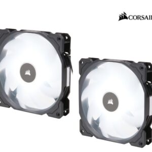 Air Flow 140mm Fan Low Noise Edition / White LED 3 PIN - Hydraulic Bearing  1.43mm H2O. Superior cooling performance. TWIN Pack!