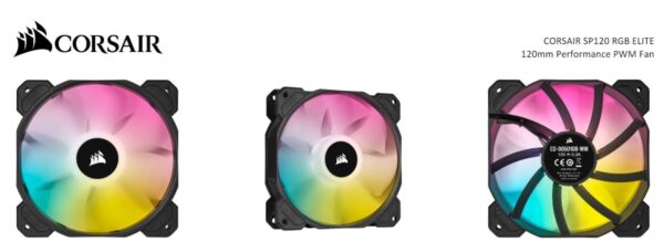 Black SP120 RGB ELITE  120mm RGB LED PWM Low Noise  High CFM Fan with AirGuide  Single Pack