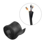 Flexible Cable Wrap Sleeve with Hook and Loop Fastener 135mm/5.3' Width Material Polyester Dimensions 1000x135mm - Black