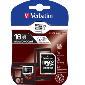 Micro SDHC 16GB (Class 10) with Adaptor Up to 45MB/Sec 300X read speed