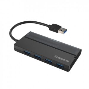 CH329 Portable 4 Port USB 3.2 Gen1 (USB 3.0) 5Gbps Hub with Cable Storage - Black