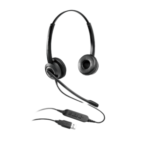 GUV3000 Dual Ear USB Headset  Noise Canceling Microphone  HD Audio  2m USB Cable  Suits Teams  Zoom  3CX  Inline Controls