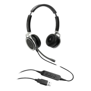 GUV3005 Premium Dual Ear USB Headset  Busy Light  Noise Canceling Microphone  HD Audio  2m USB Cable  Suits Teams  Zoom  3CX