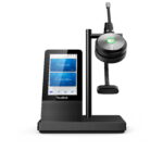 WH66 Mono UC DECT Wirelss Headset With Touch Screen  Busylight On Headset  Leather Ear Cushions