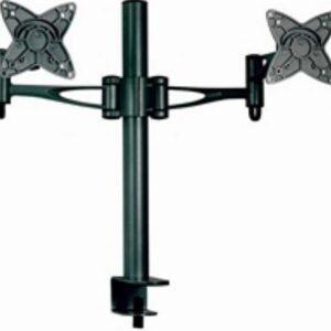 Dual Monitor Arm Desk Mount Stand 36cm for 2 LCD Displays 21.5' 22' 23.6' 24' 27' 15kg 30° tilt 180° swivel 360° rotate VESA 75x75 100x100