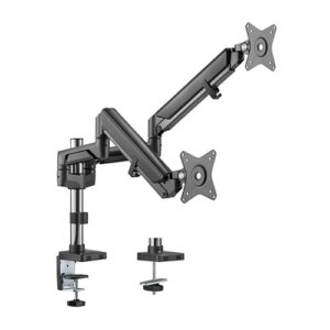 Dual Monitors Pole-Mounted Epic Gas Spring Aluminum Monitor Arm Fit Most 17'-32' Monitors  Up to 9kg per screen VESA 75x75/100x100 Space Grey