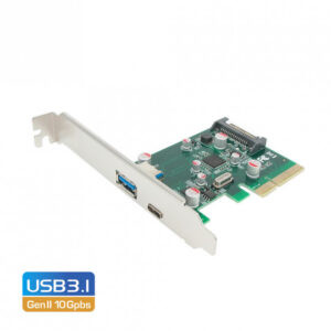 EC312 PCI-E 2.0 x4 to 2 Port USB 3.1 Gen II 10Gpbs Type-C and Type-A Card