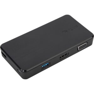 USB 3.0 & USB-C Dual Travel Dock Connects 2 monitors  1x HDMI 1x VGA  Supports Projectors and HDTVs  PCs  Macs  and Android Devices