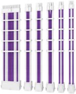 PSU - Sleeved Extension Cable Kit V2 - Purple / White. 24PIN ATX  4+4 EPS  8PIN PCI-E  6PIN PCI-E  Compatible with Standard PSU