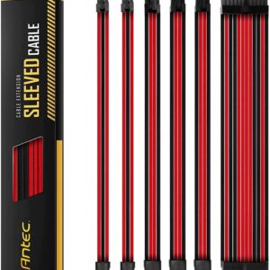 PSU - Sleeved Extension Cable Kit V2 - Red / Black. 24PIN ATX  4+4 EPS  8PIN PCI-E  6PIN PCI-E  Compatible with Standard PSU