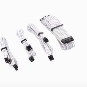 - WHITE Premium Individually Sleeved PSU Cables Starter Kit Type 4 Gen 4 White