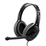 K800 USB Headset with Microphone - 120 Degree Microphone Rotation  Leather Padded Ear Cups  Volume/Mute Control - Ideal for Gaming  Business