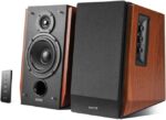 R1700BT Bluetooth Lifestyle Bookshelf Studio Speakers Brown - BT/Dual 3.5mm AUX/Limited Distortion DSP/DRC/Classic Wood Finish/Wireless Remote