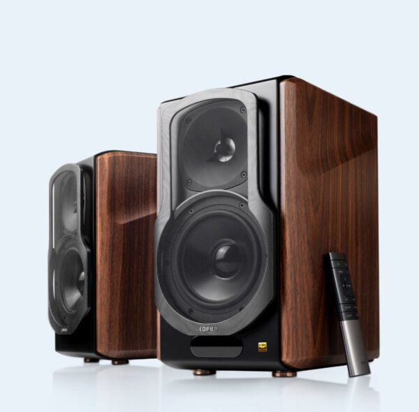 S2000MKIII 2.0 Lifestyle Active Bookshelf Bluetooth Studio Speakers - BT/AUX/Optical/Coaxial 124W RMS MDF Wood Panel