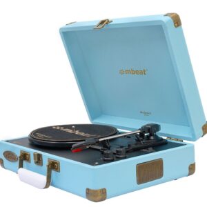 Woodstock 2 Sky Blue Retro Turntable Player with BT Receiver & Transmitter