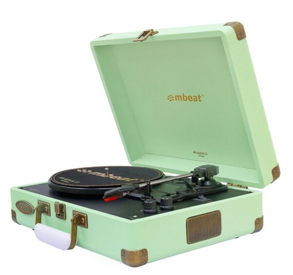 Woodstock 2  Green Retro Turntable Player