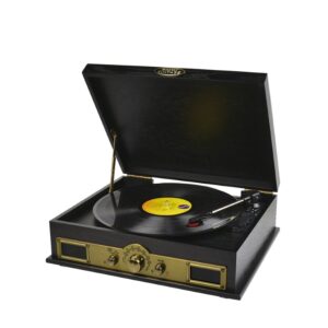 Vintage USB Turntable with Bluetooth Speaker and AM/FM Radio