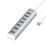 7-Port USB 3.0 Powered Hub - USB 2.0/1.1/Aluminium Slim Design Hub with Fast Data Speeds (5Gbps) Power Delivery for PC and MAC devices