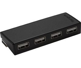 4-Port USB Hub Black - Compatible with PC and MAC