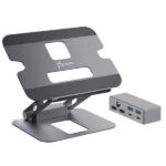 JTS427 Multi-Angle Dual 4K HDMI Docking Laptop Stand with USB-C 100W PD Pass Through (USB-C Dock w/ 4K HDMI  2 x USB-A  USB-C Host  USB-C PD)