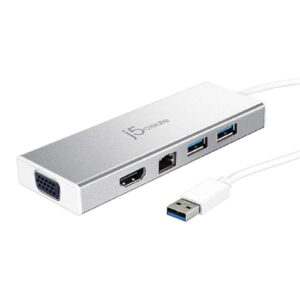 JUD380 USB 3.0 Mini Dock for Dual display Adapter includes HDMI &amp VGA output  USB 3.1 Type-A port x 2  Gigabit Ethernet port