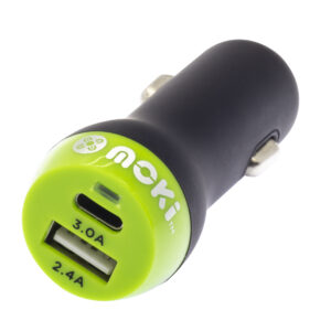 Car Charger + (Type-C + USB) 3.0 RapidCharge - Black