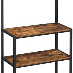 Industrial Kitchen Baker's Rack with Storage Shelves 10 Hooks and Metal Mesh Shelf 84 x 40 x 170 cm Rustic Brown