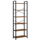 6-Tier Storage Rack with Industrial  Steel Frame  Rustic Brown and Black  186 cm High