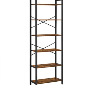 6-Tier Storage Rack with Industrial  Steel Frame  Rustic Brown and Black  186 cm High