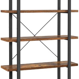 Bookshelf 5-Tier Industrial Stable Bookcase Rustic Brown and Black