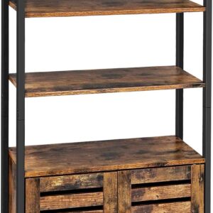 Floor-Standing Storage Cabinet and Cupboard with 2 Louvred Doors and 3 Shelves  Rustic Brown