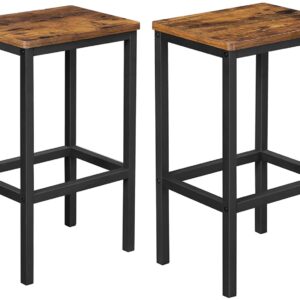 Bar Set Stools of 2 Bar Chairs  Rustic Brown