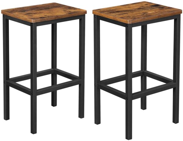 Bar Set Stools of 2 Bar Chairs  Rustic Brown