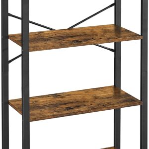 4-Tier  Storage Rack with Steel Frame  120 cm High  Rustic Brown and Black