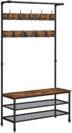 Coat Rack Stand with 9 Hooks and Shoe Rack with Industrial  Sturdy Steel Frame