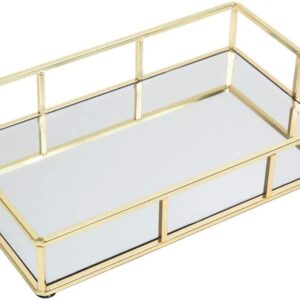 Tray Gold Mirror Decorative for Storage Jewelry and Makeup accessories