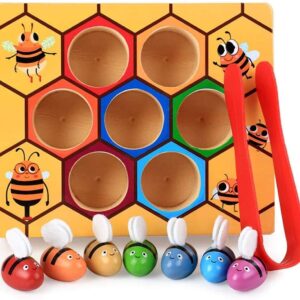 Wooden Bee Toddler Fine Motor Skill Toy - (Montessori Wooden Puzzle Early Learning Preschool Educational Kids)