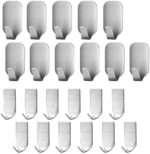 23 Pieces Stainless Steel Waterproof Self Adhesive Dual Wall Hooks for Bathroom  Bedroom and Kitchen