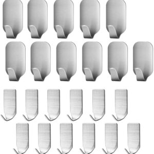 23 Pieces Stainless Steel Waterproof Self Adhesive Dual Wall Hooks for Bathroom  Bedroom and Kitchen