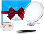 20X Magnifying Hand Mirror Two Sided Use for Makeup Application  Tweezing  and Blackhead/Blemish Removal (15 cm)